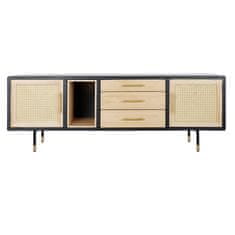 DKD Home Decor TV pohištvo DKD Home Decor Črni ratan borovničevec (160 x 55 x 44 cm)