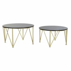 DKD Home Decor Garnitura 2 majhnih miz DKD Home Decor Black Golden 79 x 79 x 46 cm