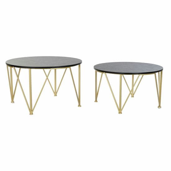 DKD Home Decor Garnitura 2 majhnih miz DKD Home Decor Black Golden 79 x 79 x 46 cm