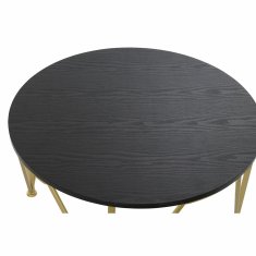 DKD Home Decor Garnitura 2 majhnih miz DKD Home Decor Black Golden 79 x 79 x 46 cm