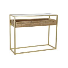 DKD Home Decor Konzola DKD Home Decor Zlati naravni les Kovina Kristal 100 x 38 x 80 cm