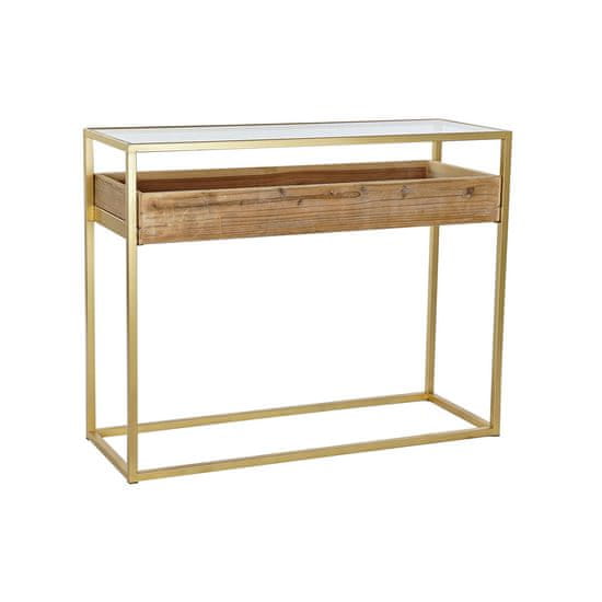 DKD Home Decor Konzola DKD Home Decor Zlati naravni les Kovina Kristal 100 x 38 x 80 cm