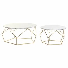 DKD Home Decor Komplet 2 majhnih mizic DKD Home Decor 80 x 80 x 42 cm Zlata kovina MDF les