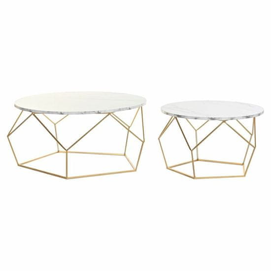 DKD Home Decor Komplet 2 majhnih mizic DKD Home Decor 80 x 80 x 42 cm Zlata kovina MDF les