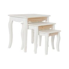 DKD Home Decor Garnitura 3 miz DKD Home Decor Bela Naravni les MDF Les 53 x 35 x 47 cm