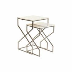 DKD Home Decor Komplet 2 majhnih mizic DKD Home Decor Silver Metal Marble 40 x 40 x 60,5 cm
