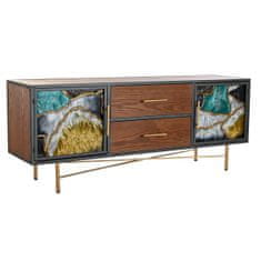 DKD Home Decor TV pohištvo DKD Home Decor Rumeno zelena Zlata Temno rjava Kovinski kristal 140 x 35 x 55 cm