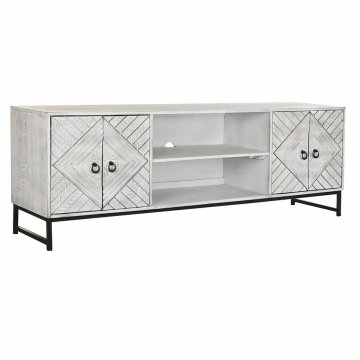 DKD Home Decor TV pohištvo DKD Home Decor 180 x 40 x 60 cm Črna kovina Bela Mango les
