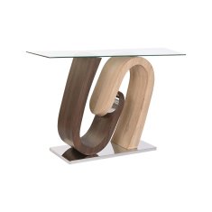DKD Home Decor Konzola DKD Home Decor Les MDF Naravna rjava Transparentna srebrna Jeklo 120 x 40 x 76 cm