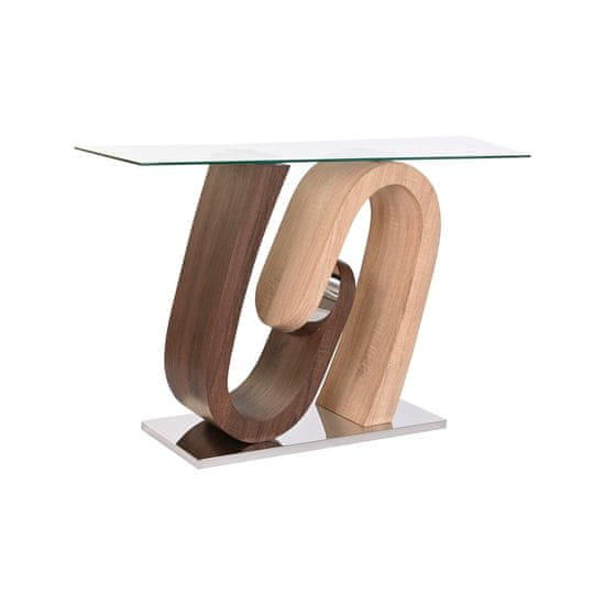 DKD Home Decor Konzola DKD Home Decor Les MDF Naravna rjava Transparentna srebrna Jeklo 120 x 40 x 76 cm