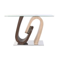 DKD Home Decor Konzola DKD Home Decor Les MDF Naravna rjava Transparentna srebrna Jeklo 120 x 40 x 76 cm