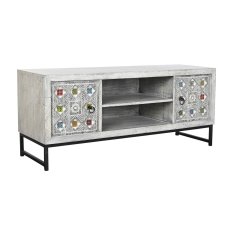 DKD Home Decor TV pohištvo DKD Home Decor Bela bež siva Večbarvna keramika Mango les 130 x 40 x 56 cm