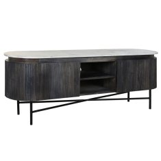 DKD Home Decor TV pohištvo DKD Home Decor 145 x 40 x 54 cm 150 x 41 x 54 cm Črna siva bela Marmor Mango les