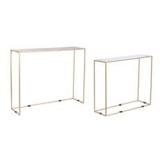 DKD Home Decor Garnitura 2 miz DKD Home Decor Bela Črna Zlata 100 x 28 x 80 cm