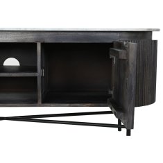 DKD Home Decor TV pohištvo DKD Home Decor 145 x 40 x 54 cm 150 x 41 x 54 cm Črna siva bela Marmor Mango les