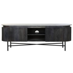 DKD Home Decor TV pohištvo DKD Home Decor 145 x 40 x 54 cm 150 x 41 x 54 cm Črna siva bela Marmor Mango les