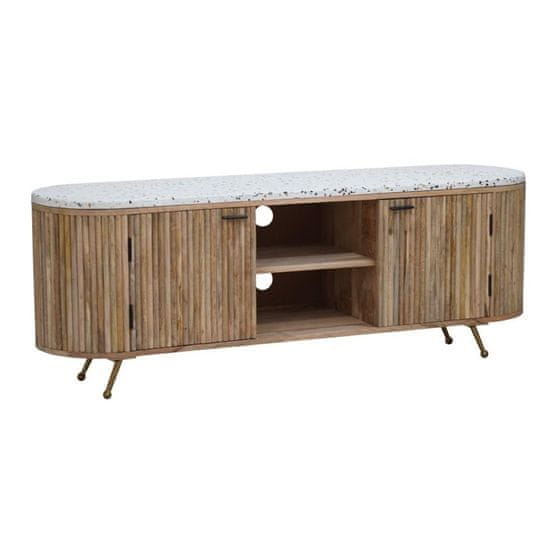 DKD Home Decor TV pohištvo DKD Home Decor 160 x 40 x 57 cm Naravni beli marmor Mango les