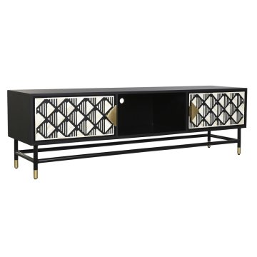 DKD Home Decor TV pohištvo DKD Home Decor Black White Bone Resin MDF Wood (170 x 40 x 51 cm)