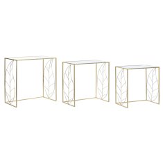DKD Home Decor Komplet 3 miz DKD Home Decor 65 x 35 x 65 cm Zrcalo Zlata kovina