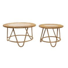 DKD Home Decor Komplet 2 miz DKD Home Decor Svetlo rjava 80 x 80 x 47 cm 80 x 80 x 45,5 cm