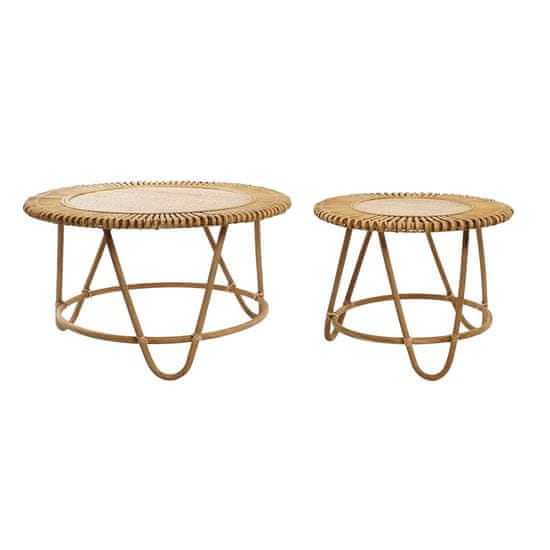 DKD Home Decor Komplet 2 miz DKD Home Decor Svetlo rjava 80 x 80 x 47 cm 80 x 80 x 45,5 cm