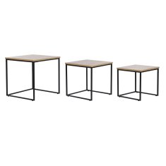 DKD Home Decor Komplet 3 miz DKD Home Decor Črna kovina 45 x 45 x 45 cm MDF les