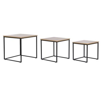 DKD Home Decor Komplet 3 miz DKD Home Decor Črna kovina 45 x 45 x 45 cm MDF les