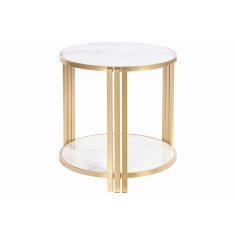 DKD Home Decor Stranska mizica DKD Home Decor 49 x 49 x 50 cm Zlata kovina Beli marmor