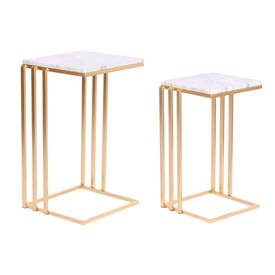 DKD Home Decor Komplet 2 miz DKD Home Decor 37 x 39 x 66 cm Zlata kovina Beli marmor