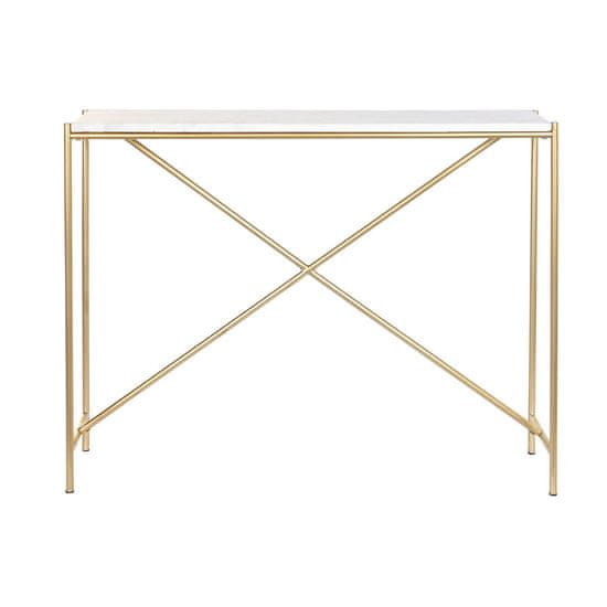 DKD Home Decor Stranska mizica DKD Home Decor Bela Zlata Marmor železo 101 x 25 x 81 cm