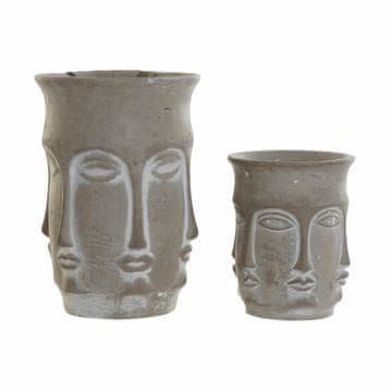 DKD Home Decor Komplet loncev DKD Home Decor Cement Svetlo siva (16,5 x 16,5 x 23,5 cm)