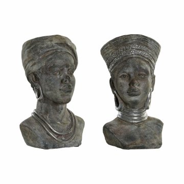 DKD Home Decor Lonček DKD Home Decor Brown Cement Colonial African Woman (17 x 16 x 28 cm) (2 enoti)