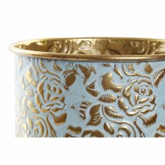 DKD Home Decor Lonček DKD Home Decor Blue Golden Metal (27 x 27 x 28 cm) (21,5 x 21,5 x 24,5 cm) (2 kosa)