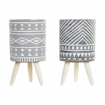 DKD Home Decor Sadilnik DKD Home Decor Grey Cement White Pinewood Boho (14,3 x 14,3 x 26,2 cm) (2 enoti)