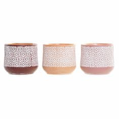 DKD Home Decor Lonček DKD Home Decor Brown Terracotta Coral (14 x 14 x 12,4 cm) (3 kosi)