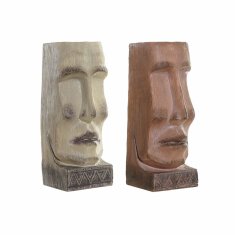 DKD Home Decor Lonček DKD Home Decor Face Beige Resin Terracotta (2 kosa) (14,5 x 15,5 x 39 cm)