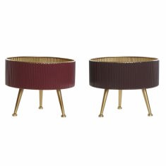 DKD Home Decor Lonček DKD Home Decor Golden Metal Maroon Dark brown 30 x 30 x 24 cm (2 enoti)