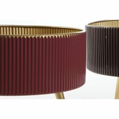 DKD Home Decor Lonček DKD Home Decor Golden Metal Maroon Dark brown 30 x 30 x 24 cm (2 enoti)