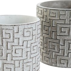 DKD Home Decor Komplet loncev DKD Home Decor Grey Cement White Modern Geometric (2 enoti) (17 x 17 x 15 cm)