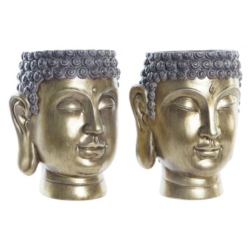 DKD Home Decor Lonček DKD Home Decor Grey Golden Buddha Resin Oriental (2 enoti)