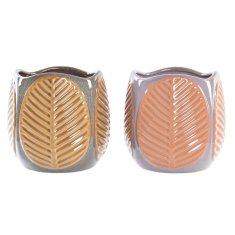 DKD Home Decor Lonček DKD Home Decor Brown Orange Stoneware List rastline (17 x 17 x 16 cm) (2 enoti)