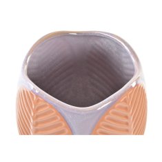 DKD Home Decor Lonček DKD Home Decor Brown Orange Stoneware List rastline (17 x 17 x 16 cm) (2 enoti)
