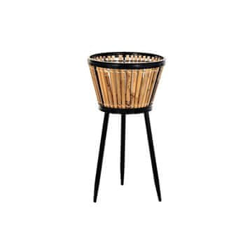 DKD Home Decor Rastlinjak DKD Home Decor Natural Black Metal Rattan (30 x 30 x 55 cm)
