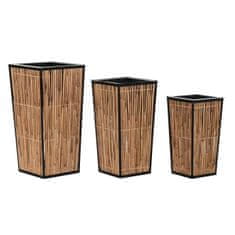 DKD Home Decor Komplet loncev DKD Home Decor Natural Black Metal Rattan (35 x 35 x 69 cm)