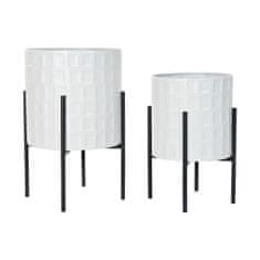 DKD Home Decor Komplet lončnic DKD Home Decor Črna kovina Bela moderna (36 x 36 x 59 cm)