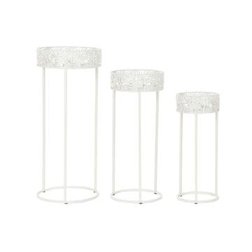 DKD Home Decor Komplet loncev DKD Home Decor Metal White Tropical List rastline (30 x 30 x 70 cm)