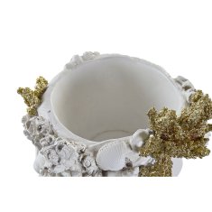 DKD Home Decor Lonček DKD Home Decor Lady Golden White Resin (23 x 23 x 30 cm)