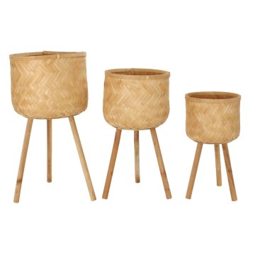 DKD Home Decor Komplet loncev DKD Home Decor Brown Bamboo Tropical (39 x 39 x 77 cm)