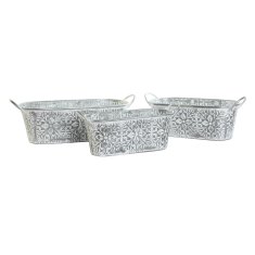 DKD Home Decor Sadilnik DKD Home Decor Set Worn-out Mosaic Grey Metal Arab (60 x 23 x 19 cm) (3 enote)