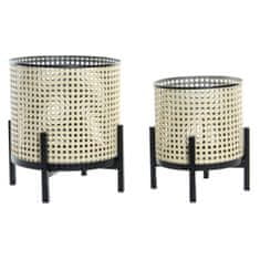 DKD Home Decor Komplet loncev DKD Home Decor Črna kovina, kremasta moderna (28 x 28 x 30 cm)
